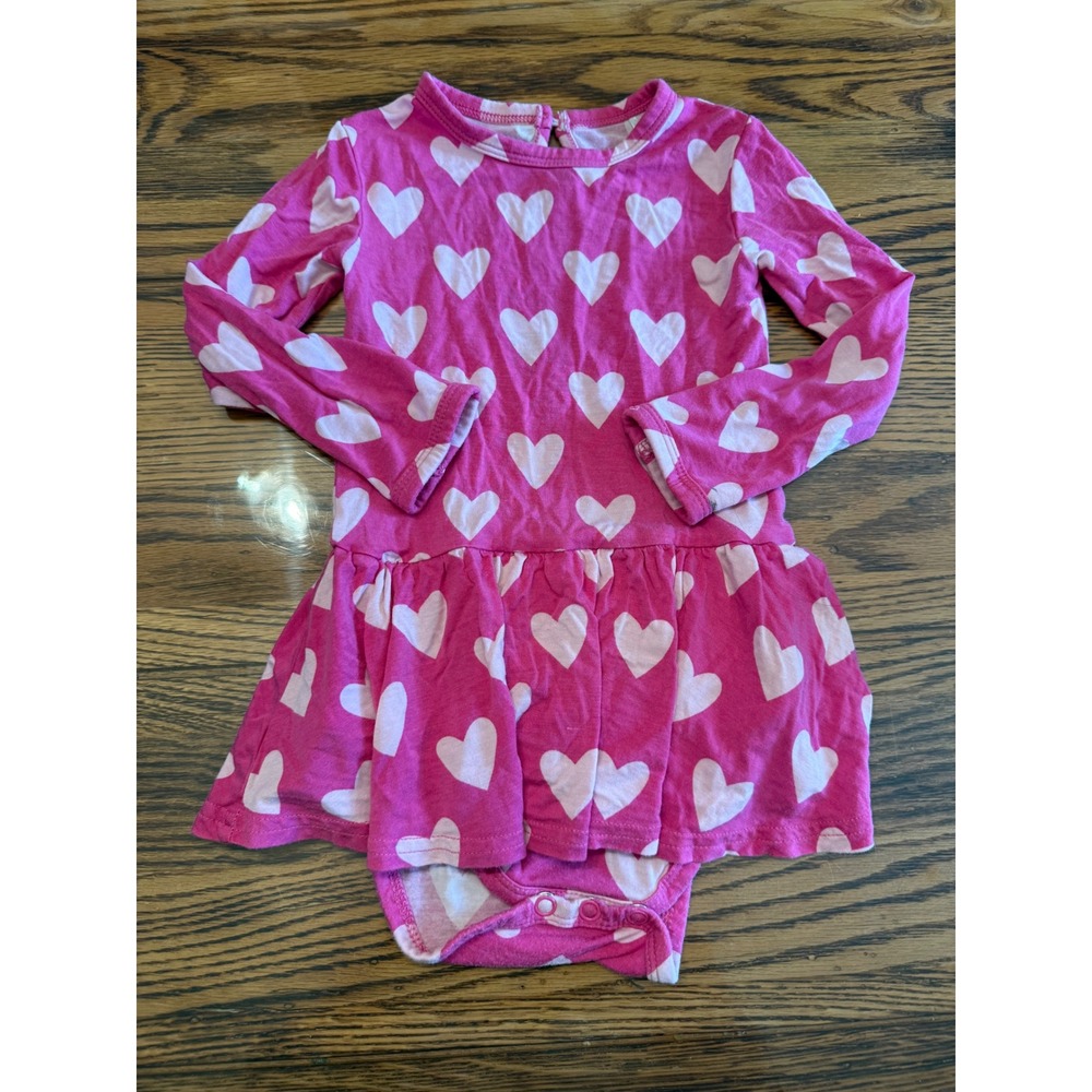 Little Bum Bums Tutu Dress Bodysuit Kids 18-24M Pink Heart Bamboo Long Sleeve